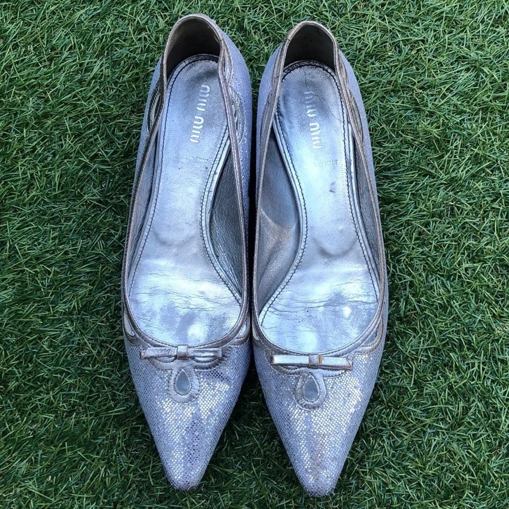 Miu Miu silver glitter flats size 39 or 9
